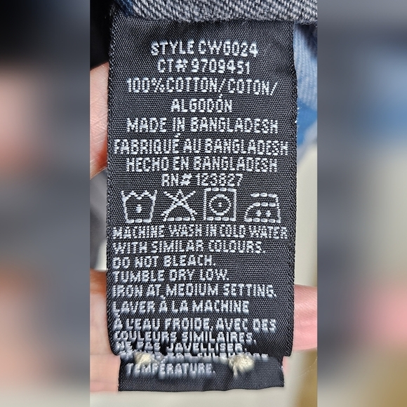 Canada Weather Gear Men's Flannel Button-Down Chambray Lined Collar Blue/Black L - Picture 6 of 9